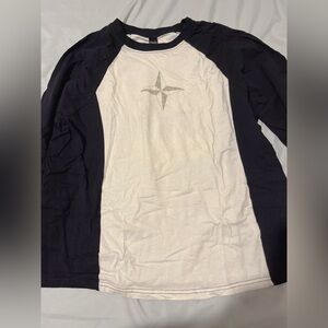 Black & White Long Sleeve Top with Star Design